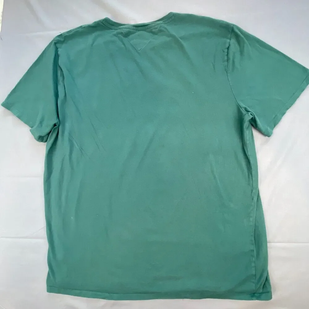 Tommy Hilfiger Mens Crew Neck Short Sleeve T-Shirt Embroidered Logo Green Size X